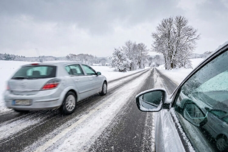 lenkimas lenkimo manevras ziema sniegas automobiliai