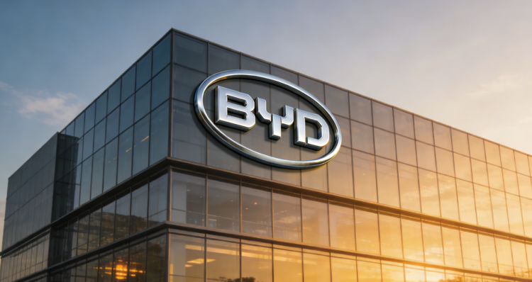 byd logotipas pastatas