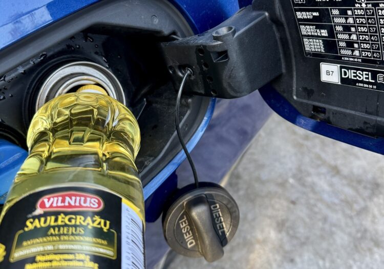 saulegrazu aliejus pilamas i dyzelinio automobilio baka