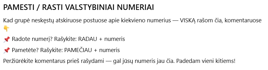 pamesti rasti valstybiniai numeriai