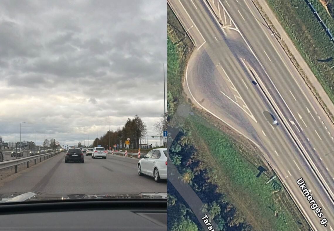 Gailesčio-trikampis-vieta-Ukmergės-plente-link-Vilniaus-kur-vairuotojai-stoja-iš-gailesčio-ir-gauna-piktus-gestus-posukis-link-tarandes