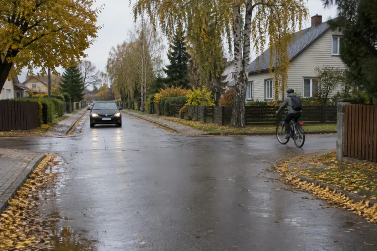 Ar galite važiuoti pirmi, kai T formos sankryžoje iš dešinės suka dviratininkas? 1 Dviratininkas sankryžoje