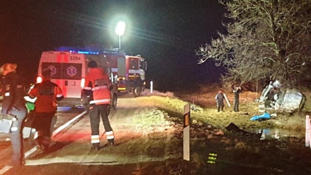 Tragiška avarija Panevėžio r po smūgio į medį žuvo „Subaru“ vairuotojas, keleivis išgabentas į ligoninę